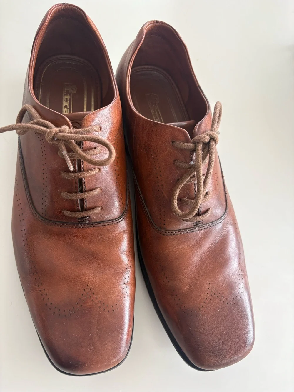 Men’s I.Travel Brown Leather Lace Front Wingtip Oxfords Size 45 Eur